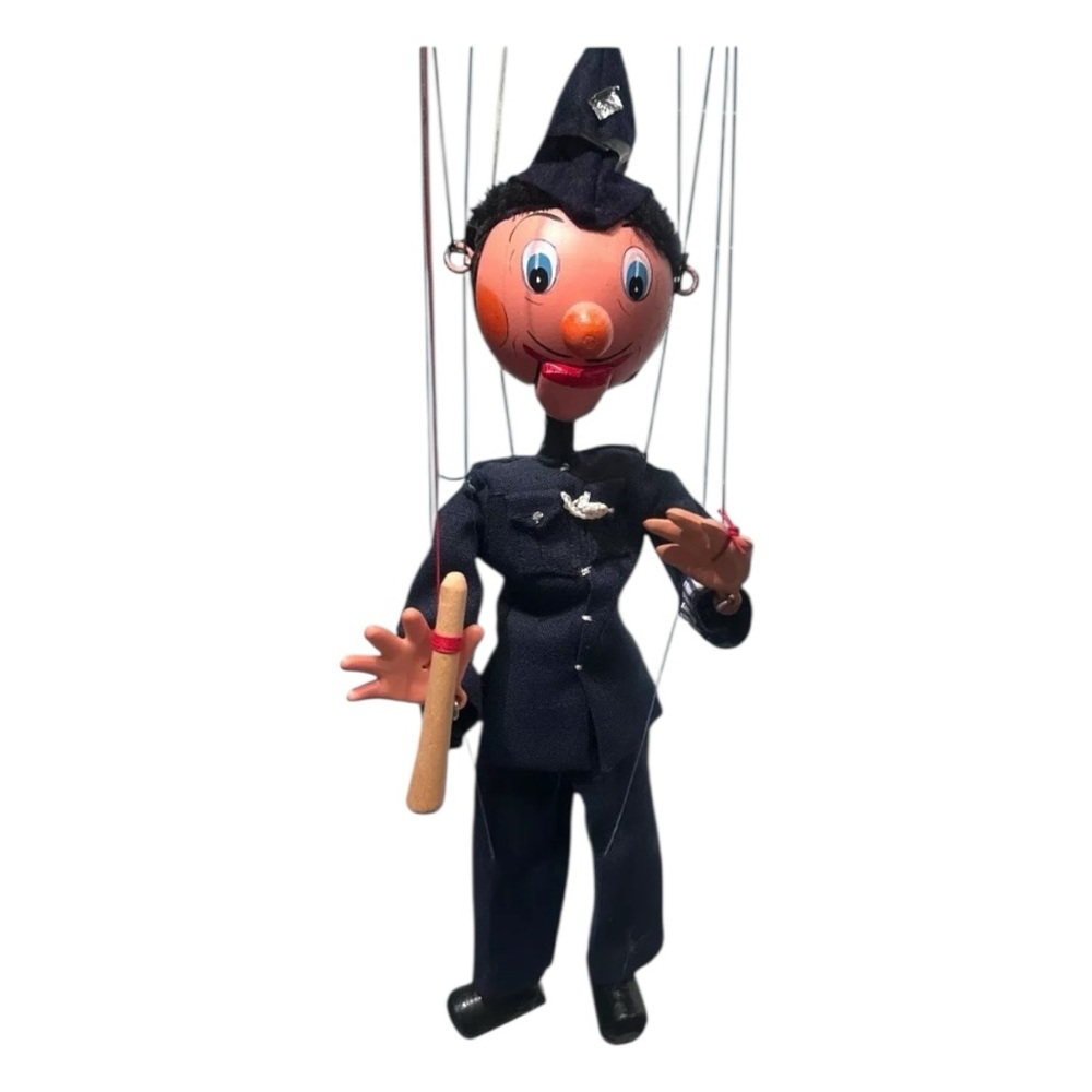 1960s PELHAM Marionette Puppet POLICEMAN SM (England) w/ Truncheon & Box